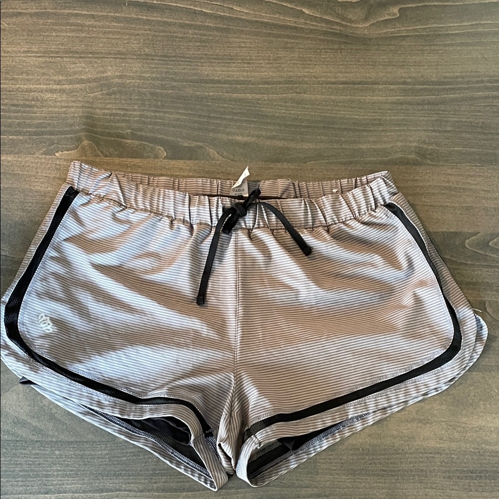 Women's Gray Striped athletic shorts